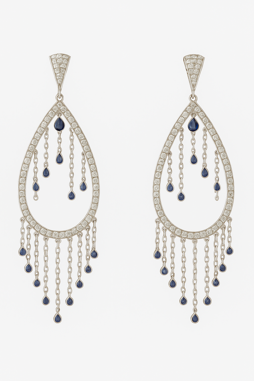 Blue Stone Teardrop Dangle Earrings