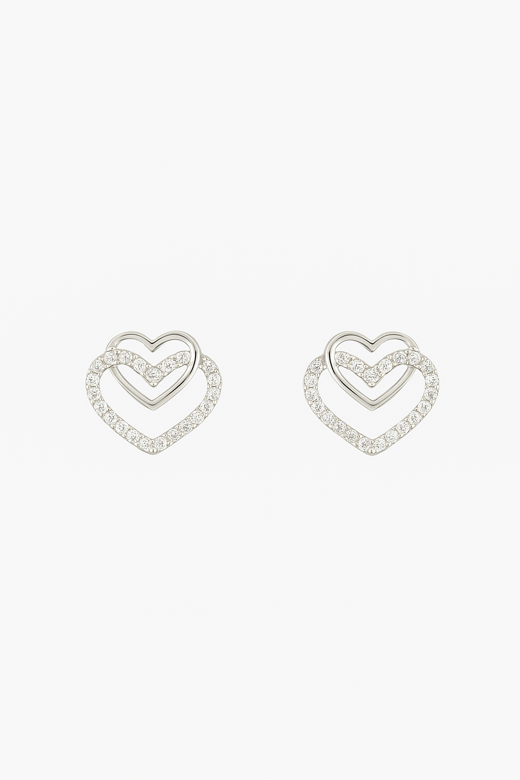 Double Heart Stud Earrings