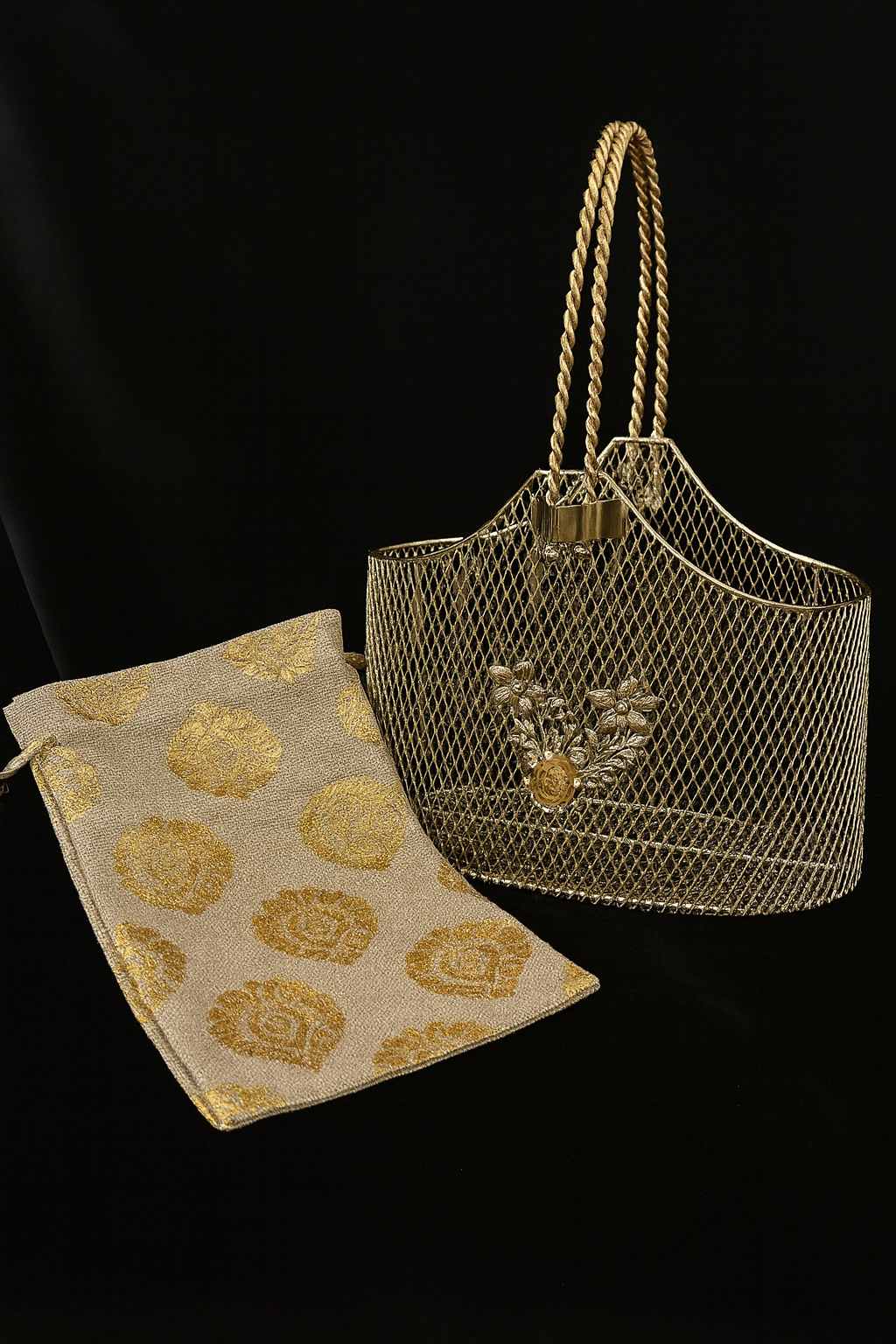 Golden Metal Mesh Handbag