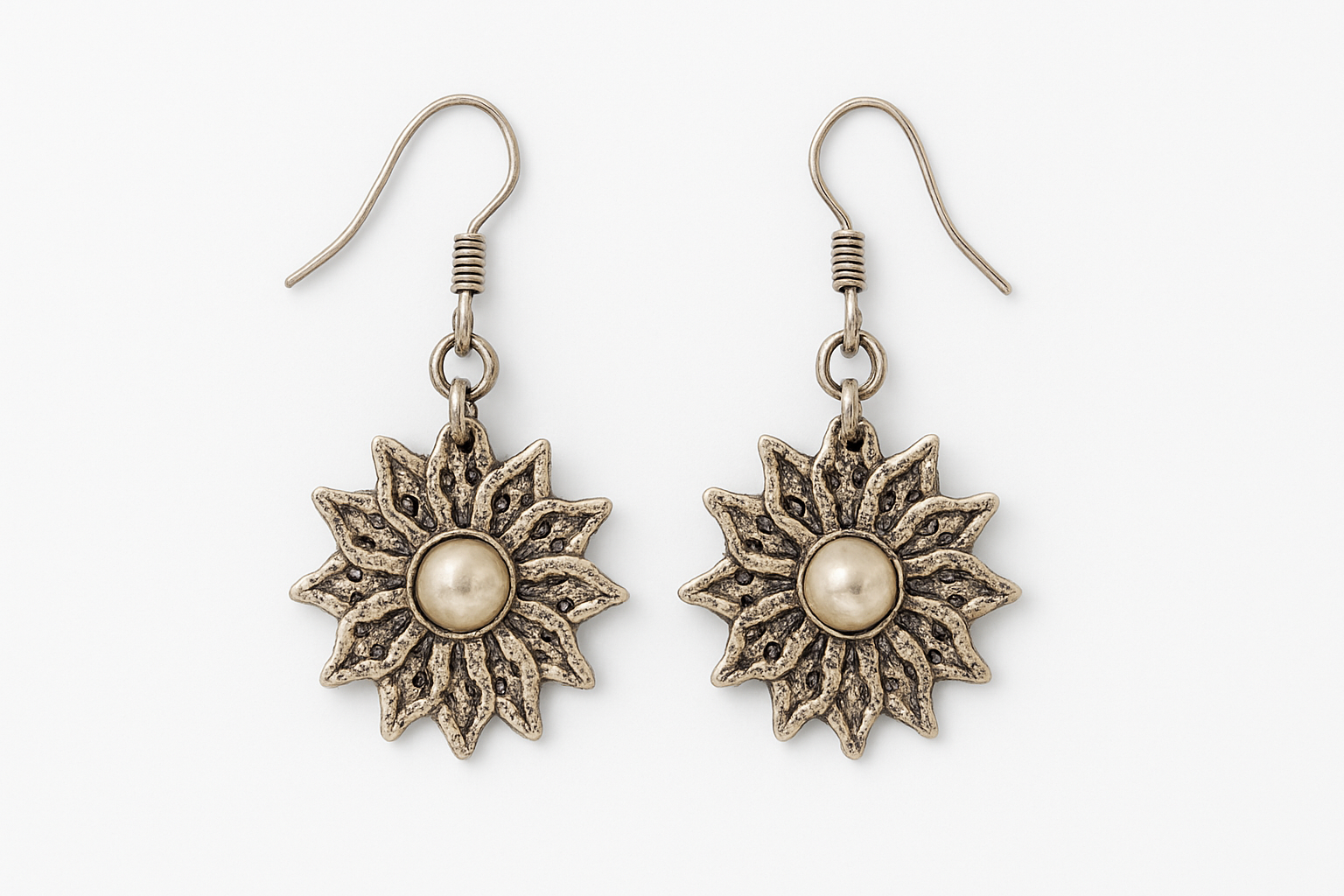 Filigree Flower Dangle Earrings