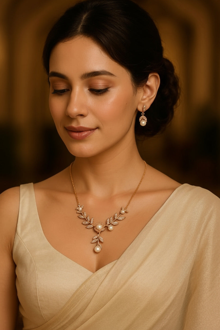 Floral Pearl Pendant Set