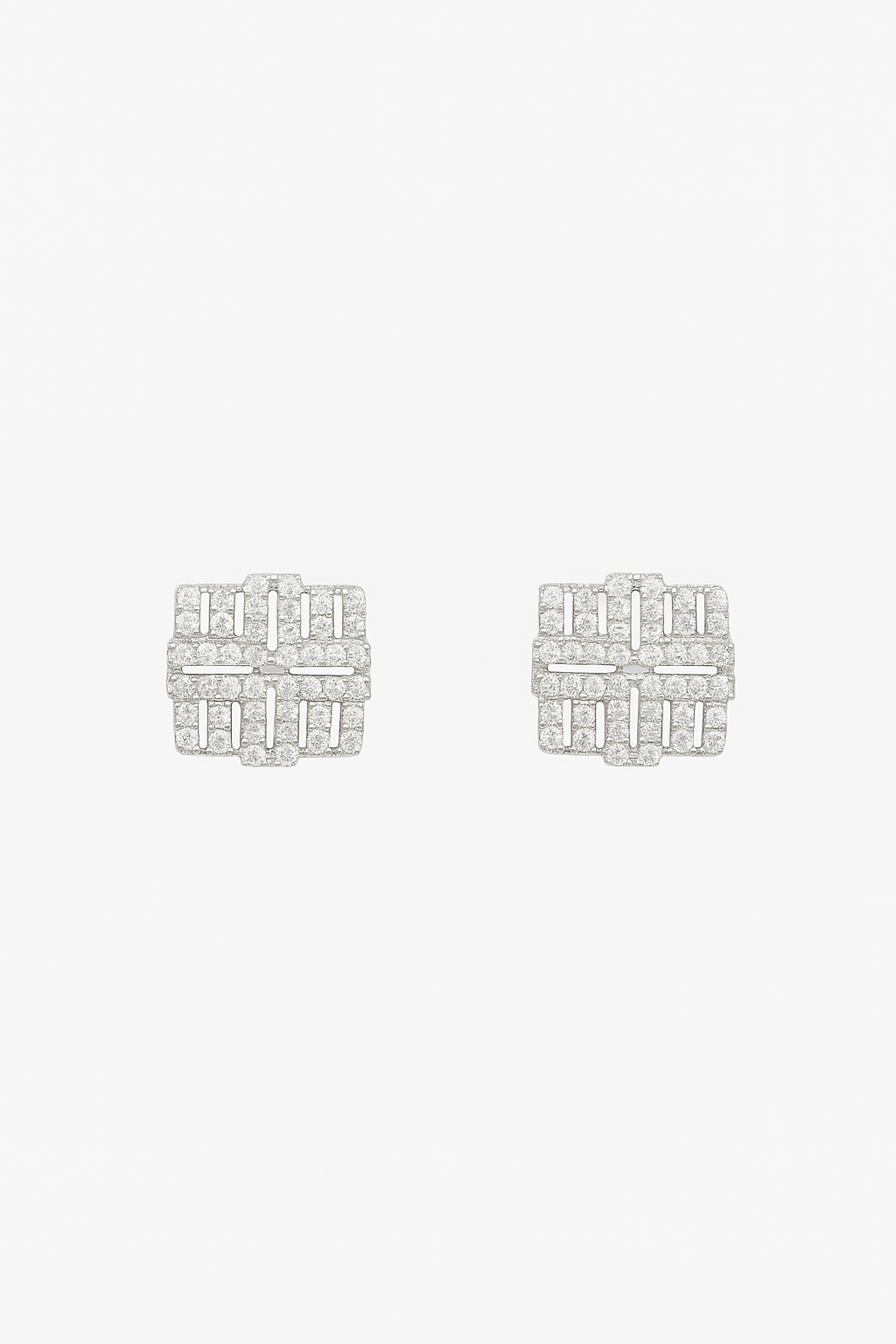 Geometric Pave Crystal Stud Earrings