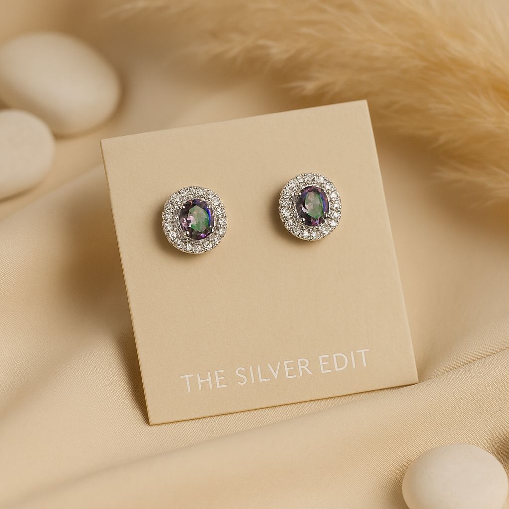 Halo Marquise Iridescent Studs