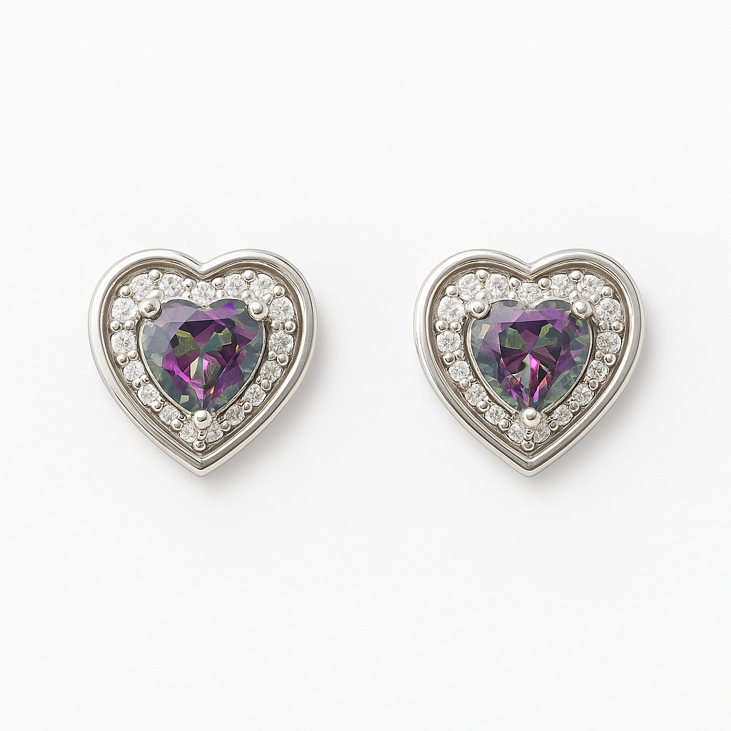 Mystical Heart Stud Earrings