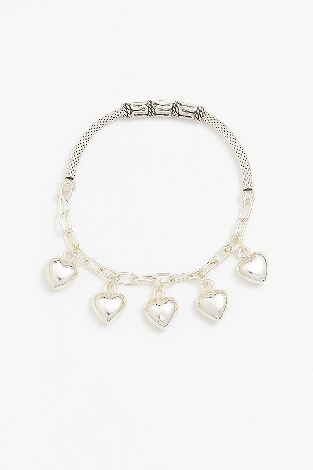 Oxidised Heart Charm Bracelet