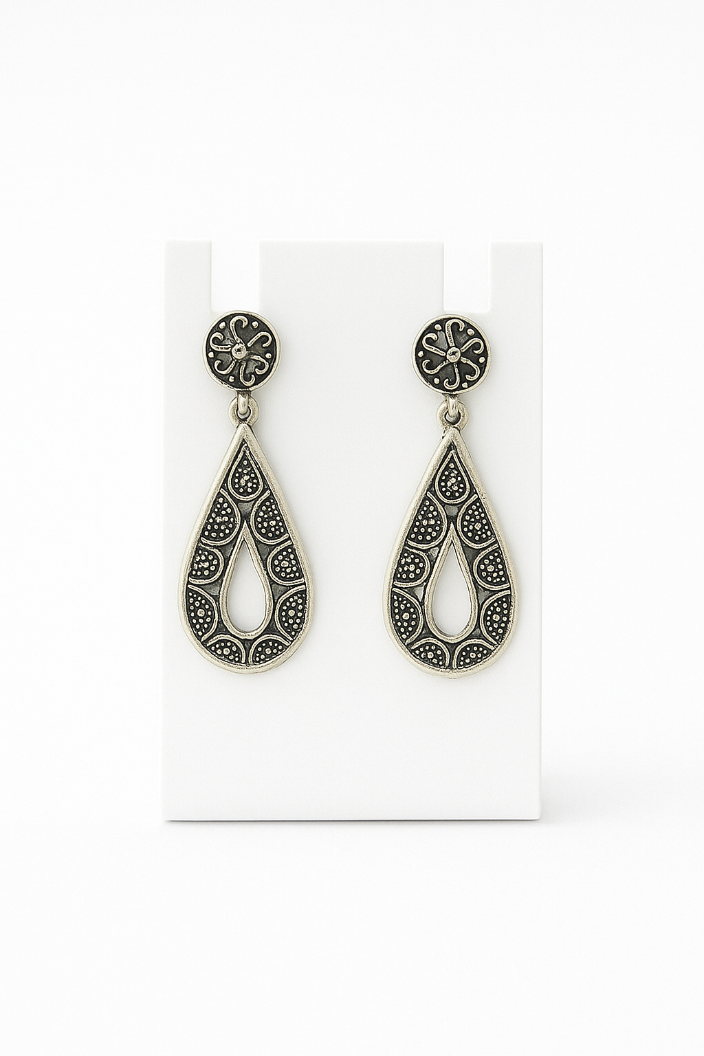 Oxidised Teardrop Earrings