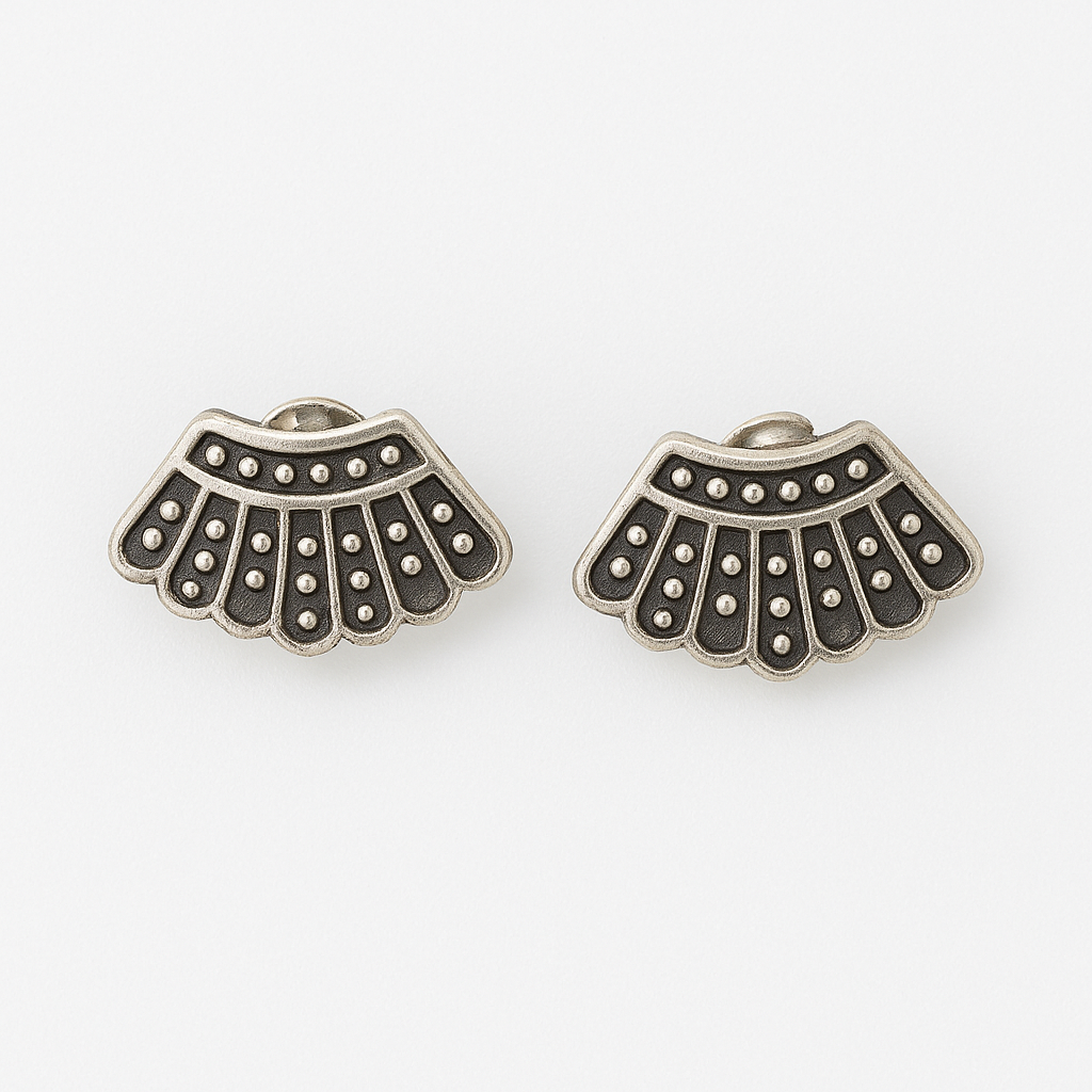 Oxidized Fan Stud Earrings