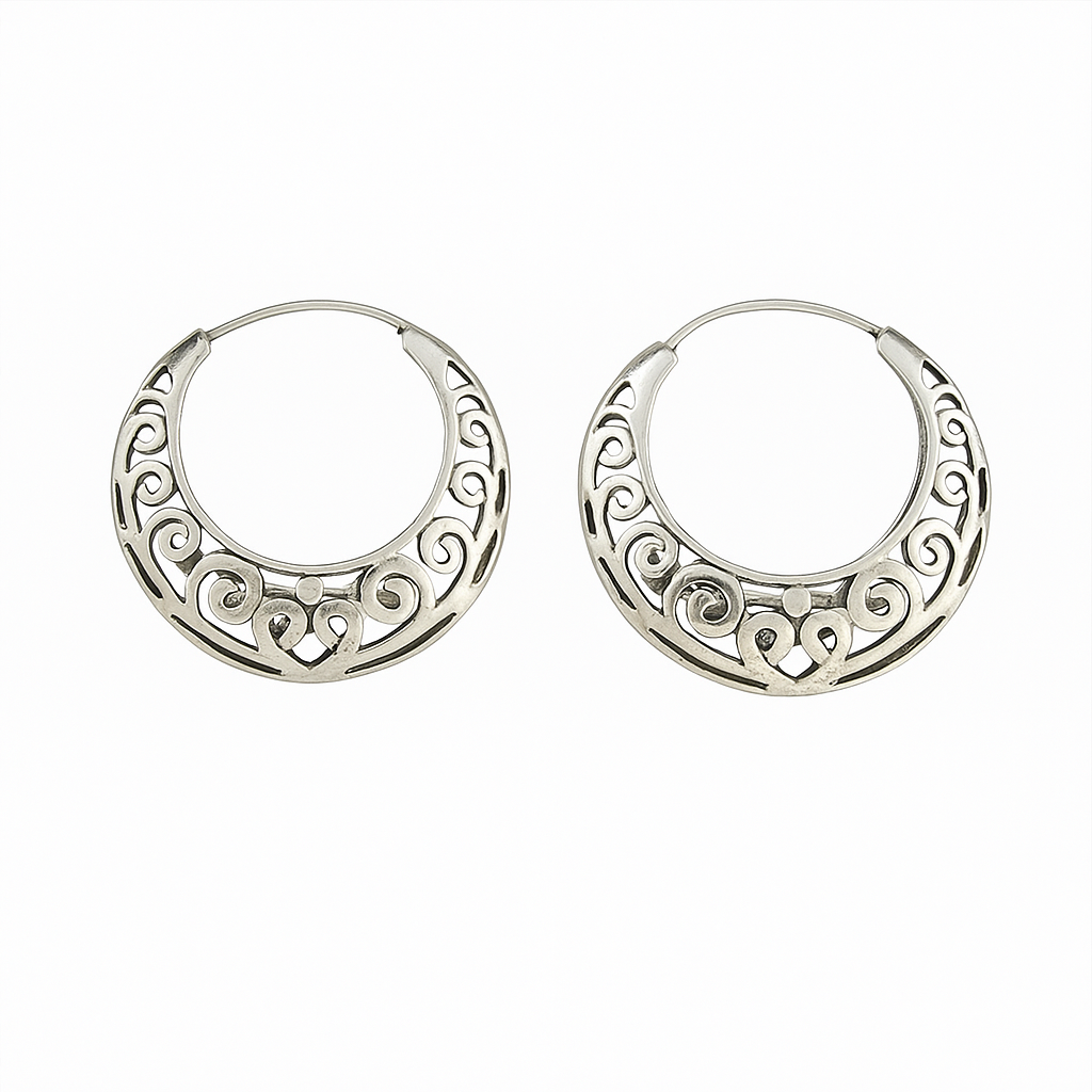 Oxidized Filigree Hoop Earrings