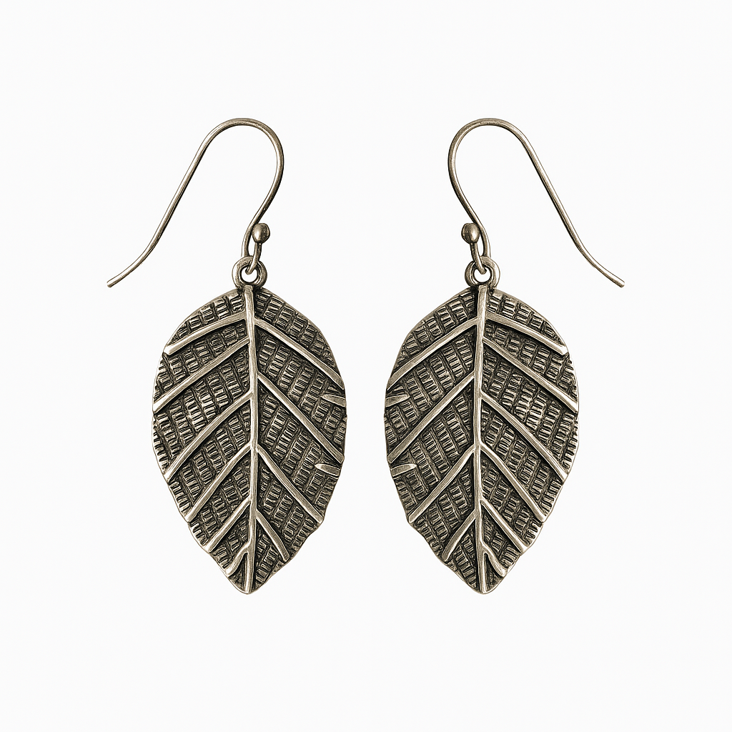 Oxidized Leaf Dangle Earrings