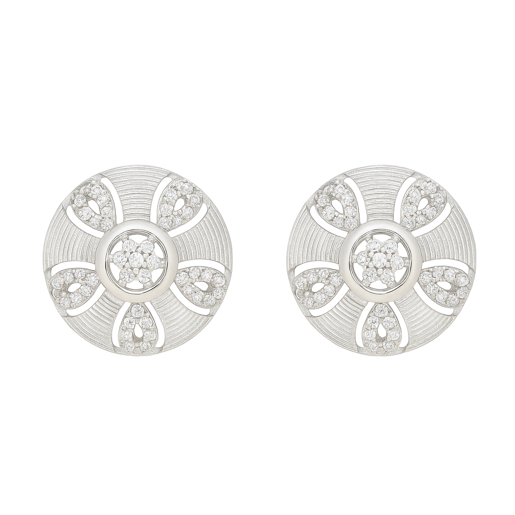 Silver Sparkle Stud Earrings