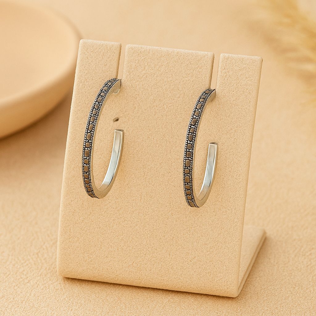 Vintage Oxidized Hoop Earrings