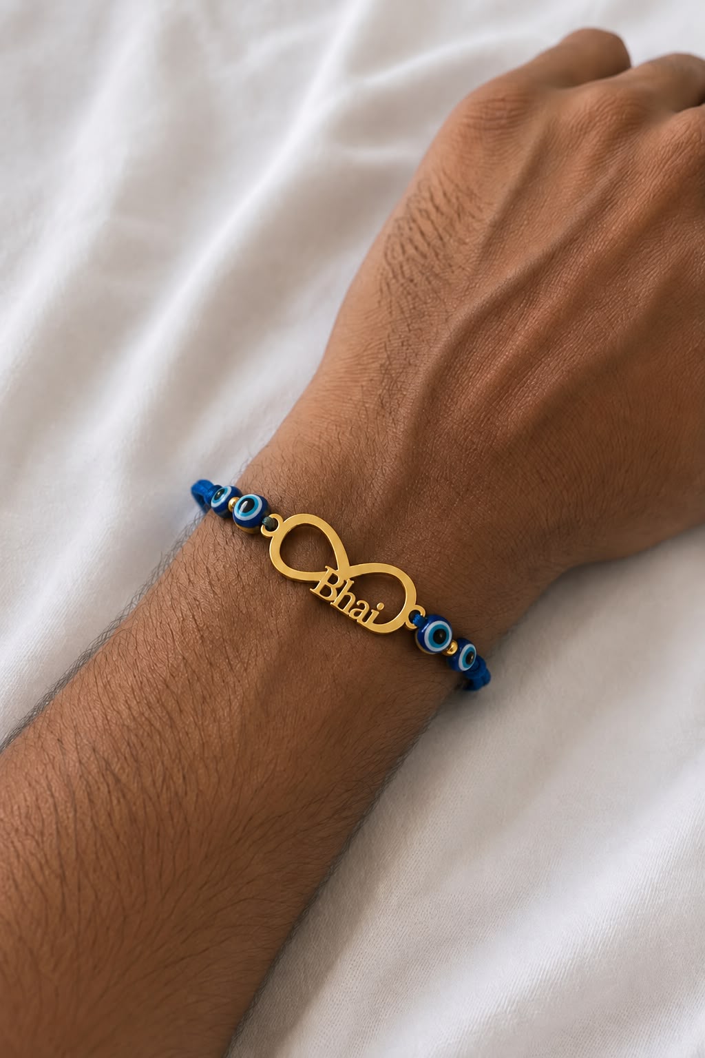Infinity Bhai Evil Eye Rakhi – Silver & Gold Plated Raksha Bandhan Rakhi