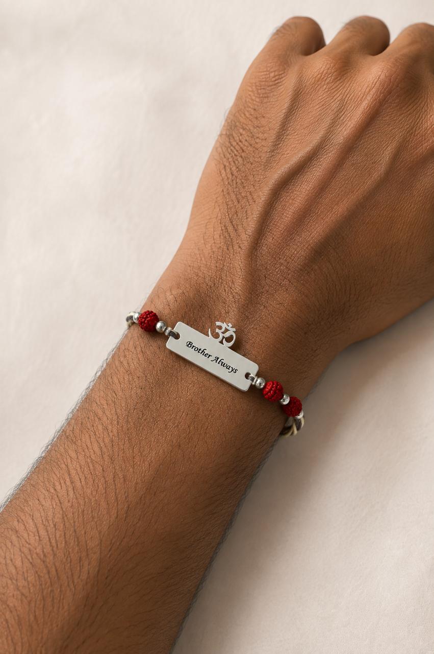Brother Always Rakhi With Om - Custom Engraved Raksha Bandhan Rakhi