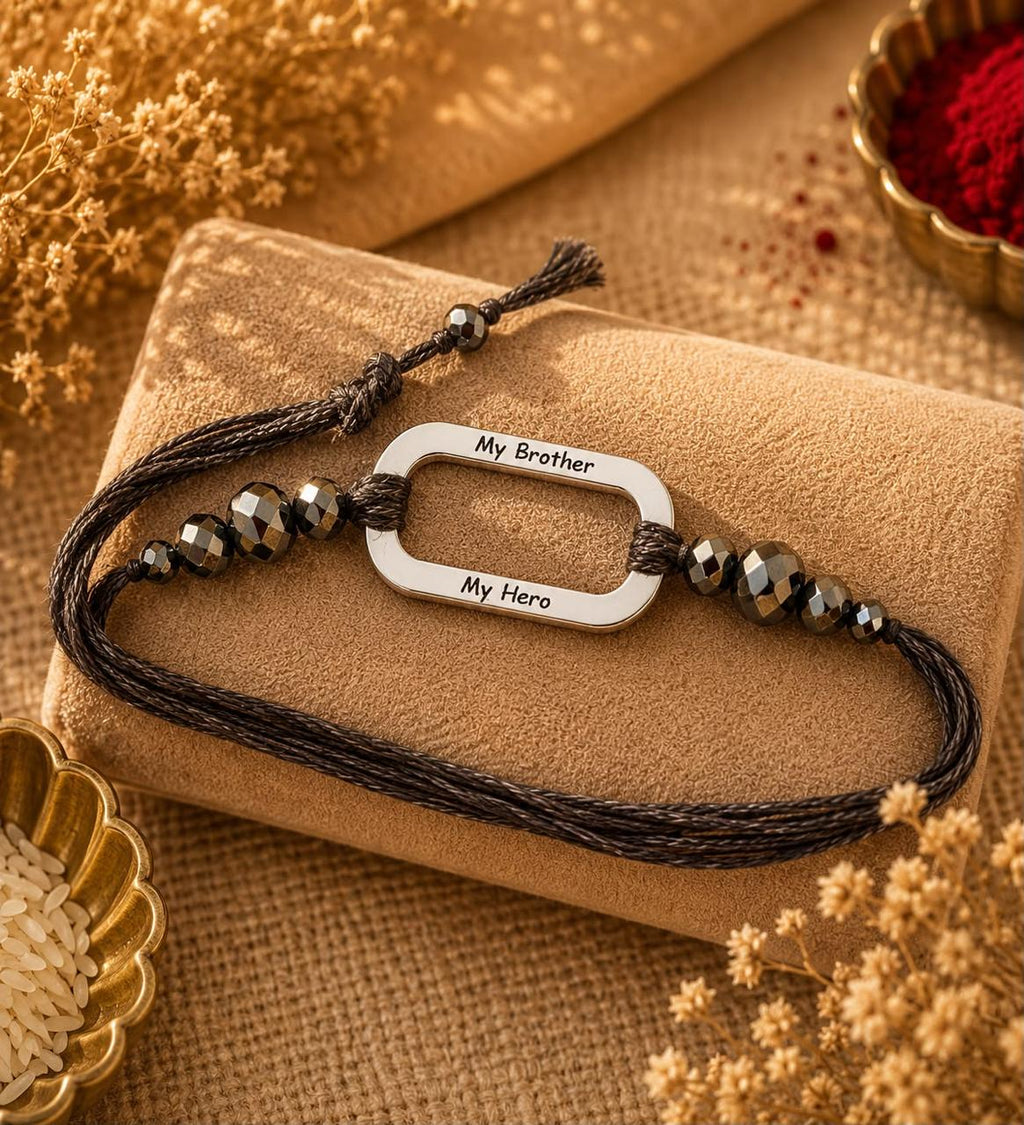 My Brother My Hero Rakhi - Silver & Gold Plated Raksha Bandhan Rakhi
