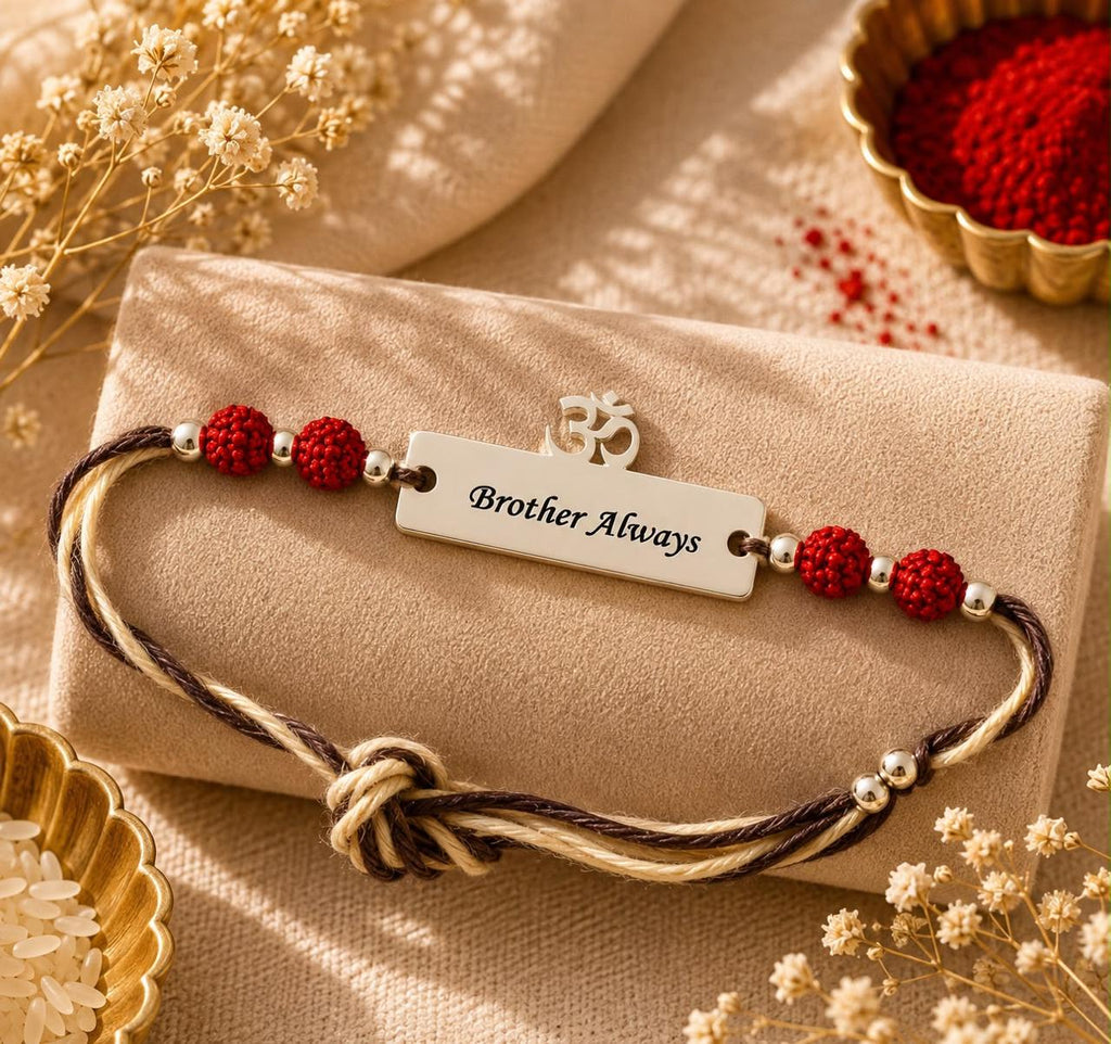 Brother Always Rakhi With Om - Custom Engraved Raksha Bandhan Rakhi