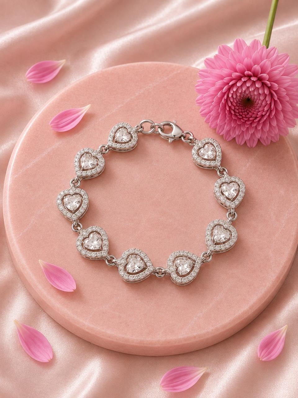 Endless Hearts Bracelet– 925 Sterling Silver Elegance