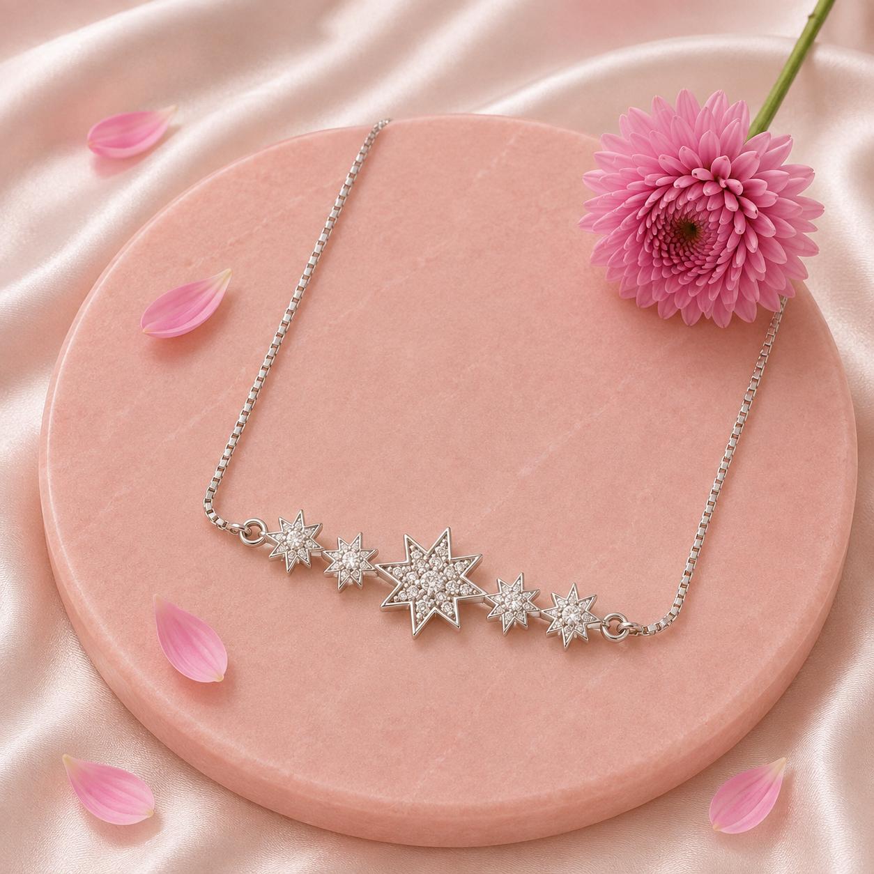 Celestial Bloom Bracelet– 925 Sterling Silver Elegance