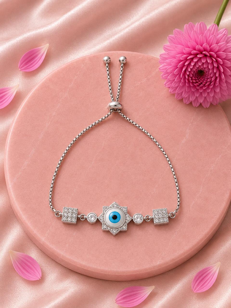 Evil Eye Charm Bracelet– 925 Sterling Silver Elegance