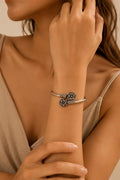 Dual Bloom Heritage Cuff– 925 Sterling Silver Elegance