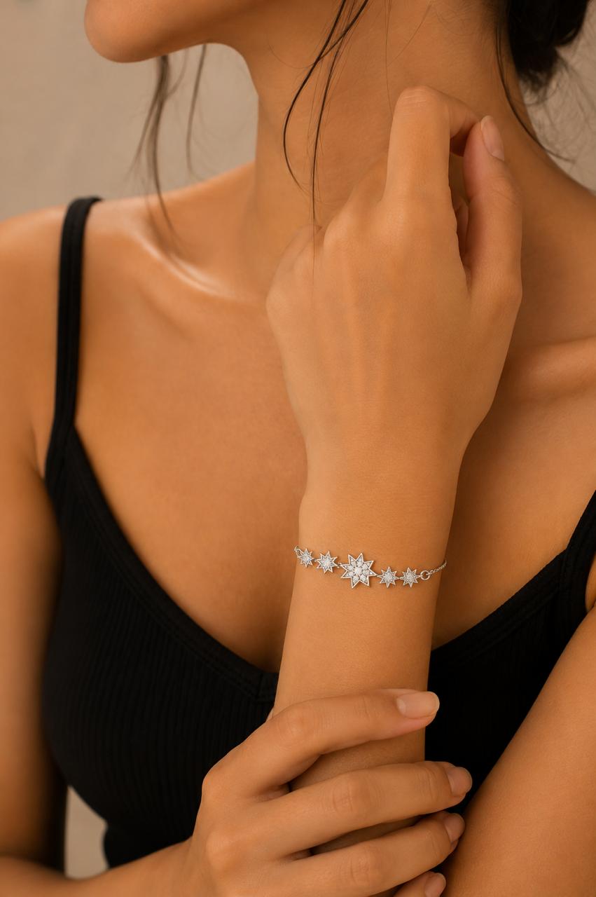 Celestial Bloom Bracelet– 925 Sterling Silver Elegance