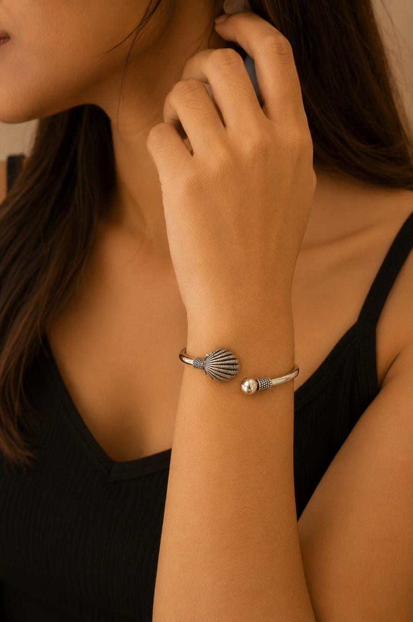 Ocean Whisper Cuff Bracelet– 925 Sterling Silver Elegance