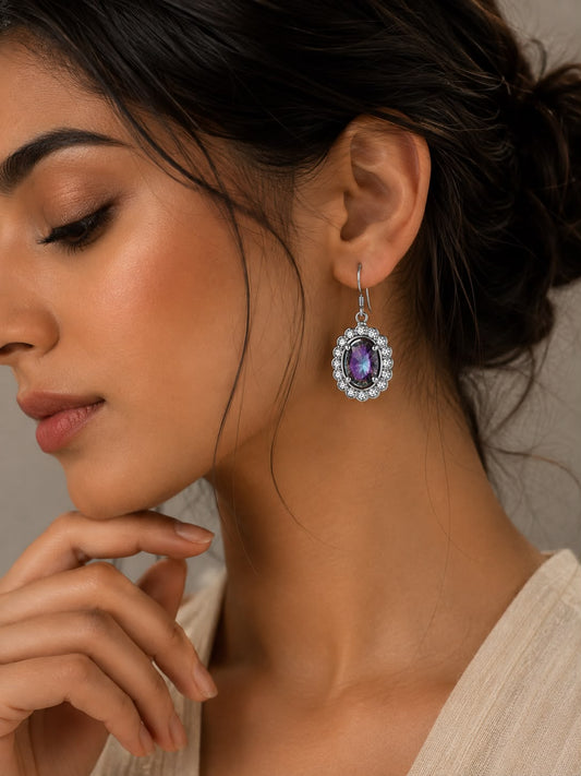 Mystic Topaz Halo Drop Earrings – 925 Sterling Silver Radiance