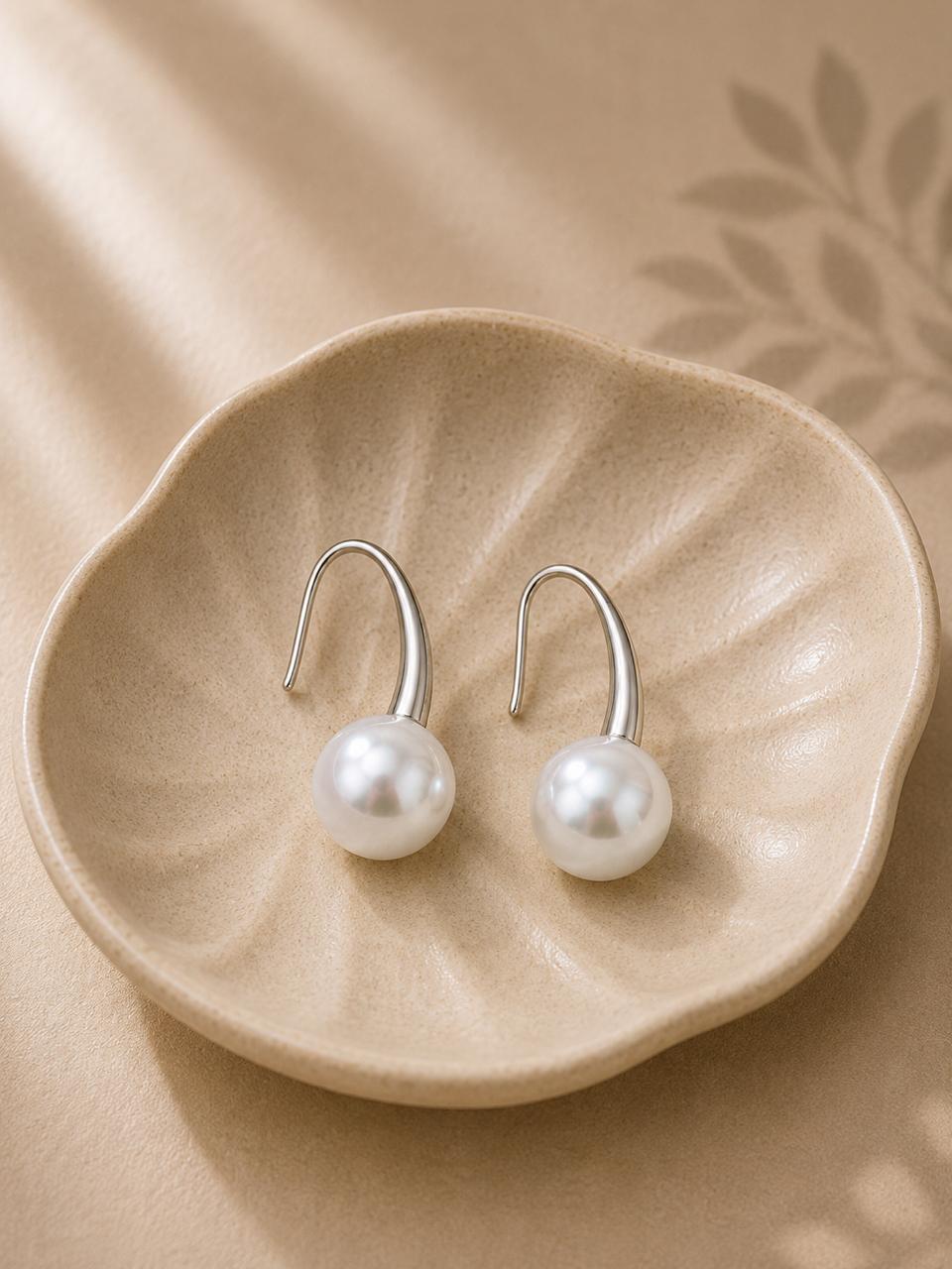 Pearl Drop Hook Earrings – 925 Sterling Silver Grace