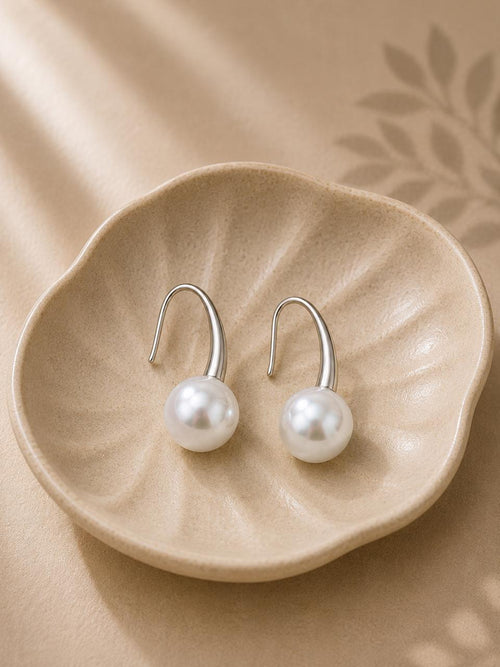 Pearl Drop Hook Earrings – 925 Sterling Silver Grace