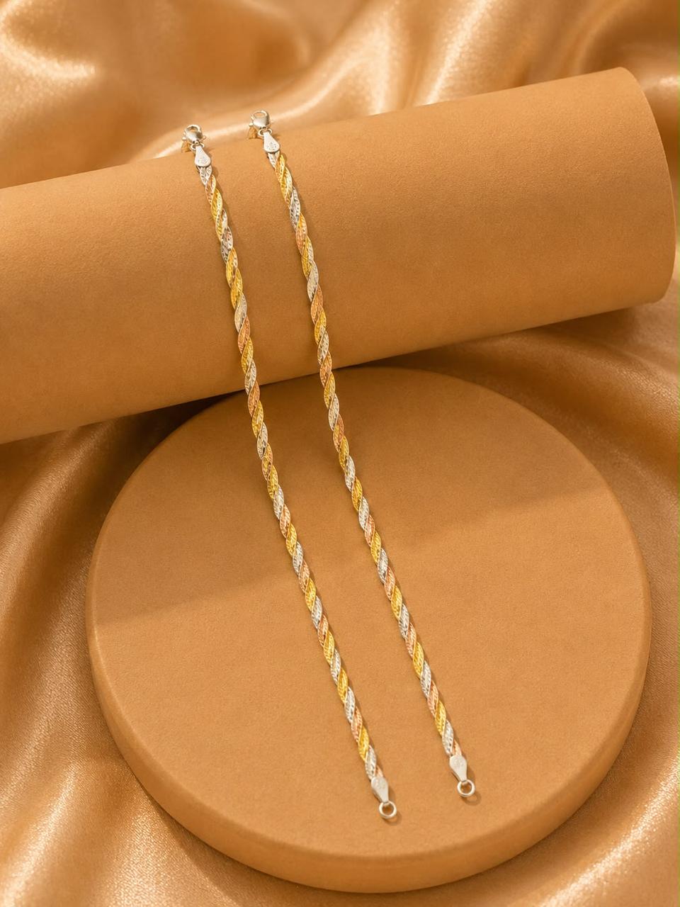 Trio Elegance Silver Anklet – 925 Sterling Silver Italian Collection