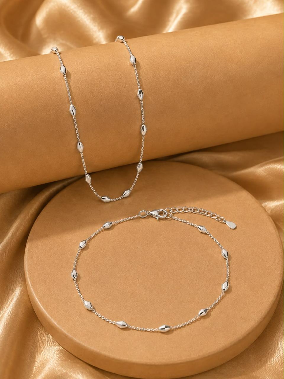Minimal Bead Silver Anklet – 925 Sterling Silver Everyday Anklet