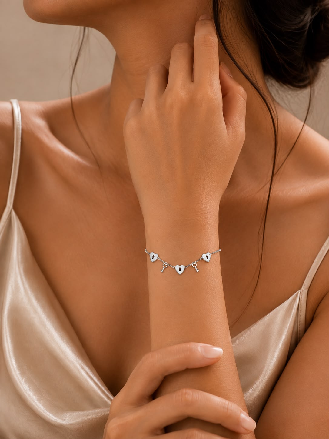 Lock and Key Charm Bracelet - 925 Sterling Silver Elegance